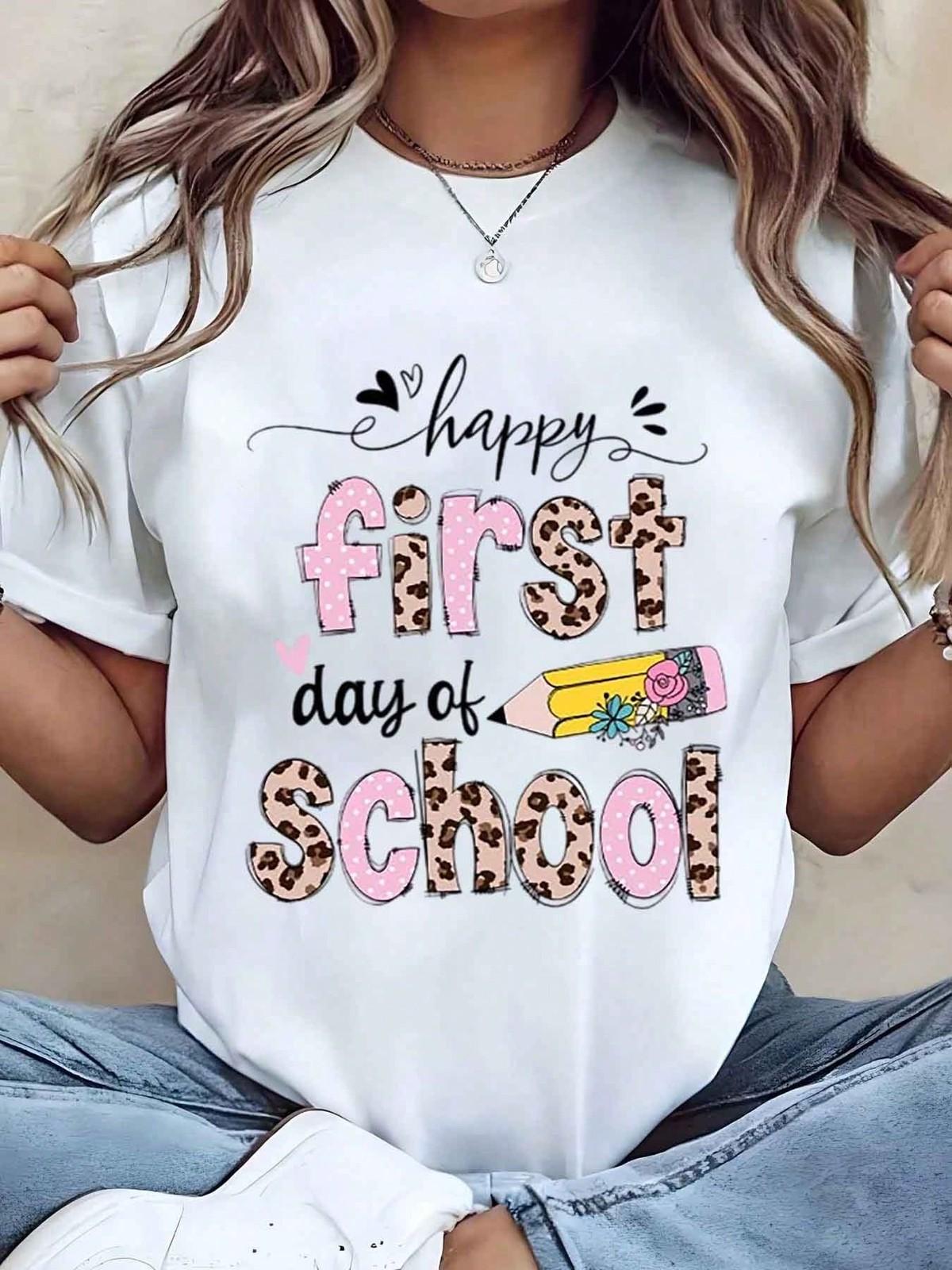 Happy First Day Of School Leopard Print For Back To School L