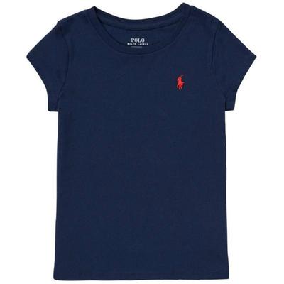 Polo Solid Color Round Neck Logo Embroidered Short Sleeve T-Shirt Kids Tops Deep-Blue 313833549-010