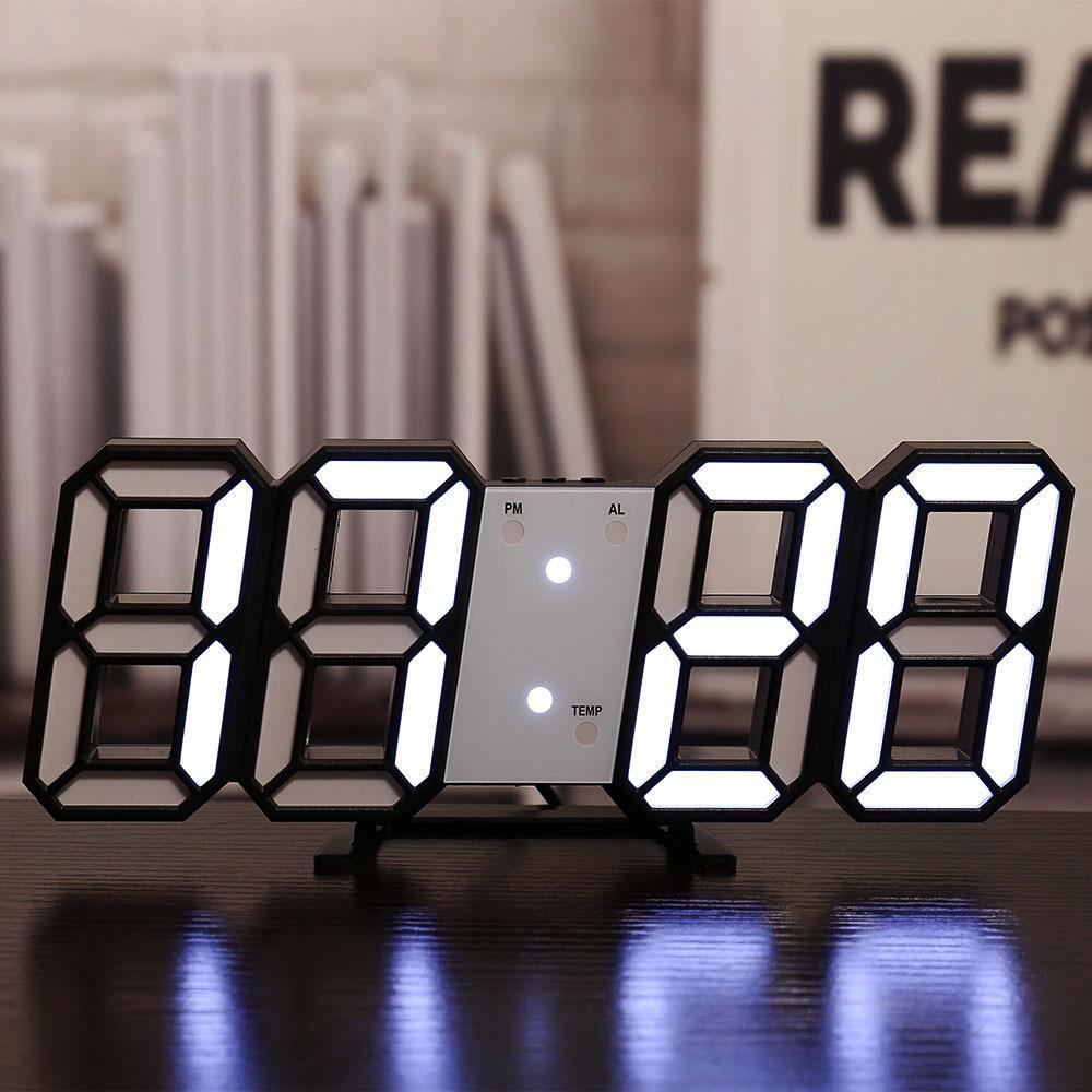 3D LED Digital Clock with Alarm, Calendar, and Thermometer for Living Room Wall