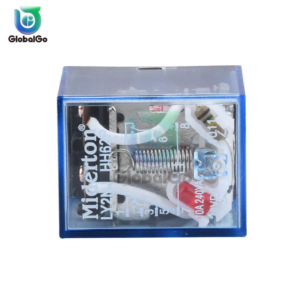 AC 220V DC 12V 24V 10A 8PIN Coil Power Relay Electronic Mini Electromagnetic Relay Module DPDT LY2NJ Socket Base
