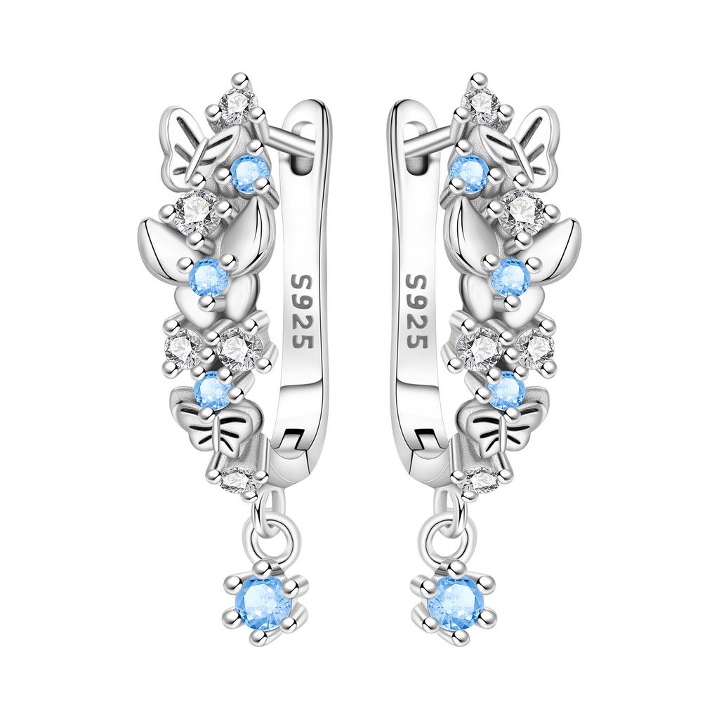 Orstarry 925 Silber Blauer Zirkon Sternenhimmel Ohrring Original Schmuck Creolen Damen Schmuck Party Trendige Geschenke