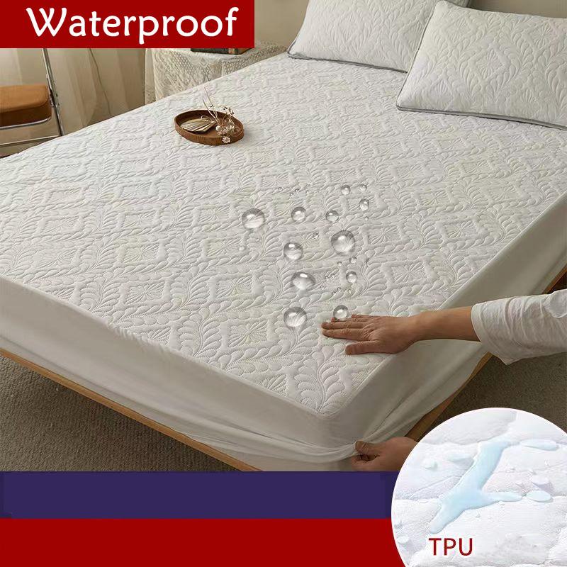 

100% Waterproof Mattress Protector Cover, Elastic, Queen, King Size, Fitted Bed Sheet, Solid Bed Cover, Pillowcase Need Order, 120x200x30cm