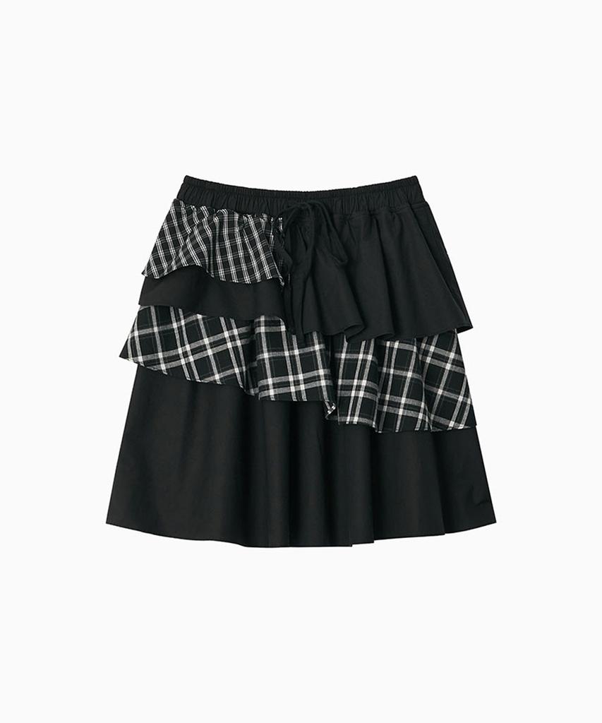 Ohesio Cancan Layered Skirt, Black Check