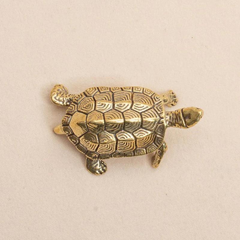 Antique Solid Copper Turtle Ornaments Trumpet Longevity Animal Sculpture Home Office Desk Decorative Simulation Ornament