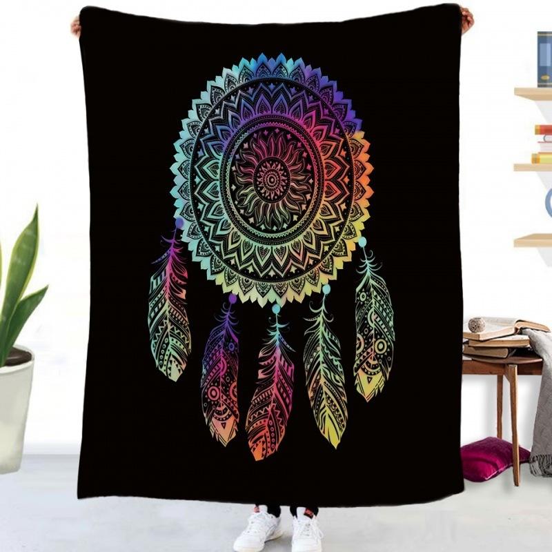 Blue Dream Catcher Blanket Flannel Throw Blanket for Kids Adults Lightweight Soft Warm Blankets for Bed Sofa Office 130x150cm