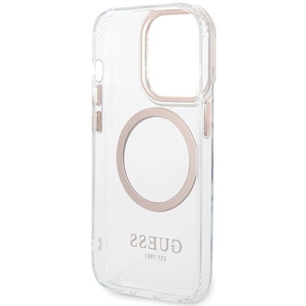 Guess Guhmp15Shtrmd Iphone 15 / 14 / 136.1 Złoty/Gold Hard Case Metal Outline Magsafe