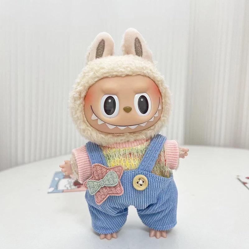 17cm Labubu Doll Clothes: Ice Cream Overalls - Cute Pendant Blind Box