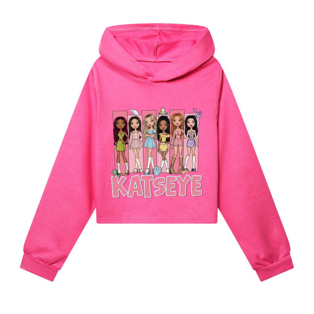 5349 Barn Flickor KATSEYE Tryckt Vardagliga Långärmade Huvtröjor