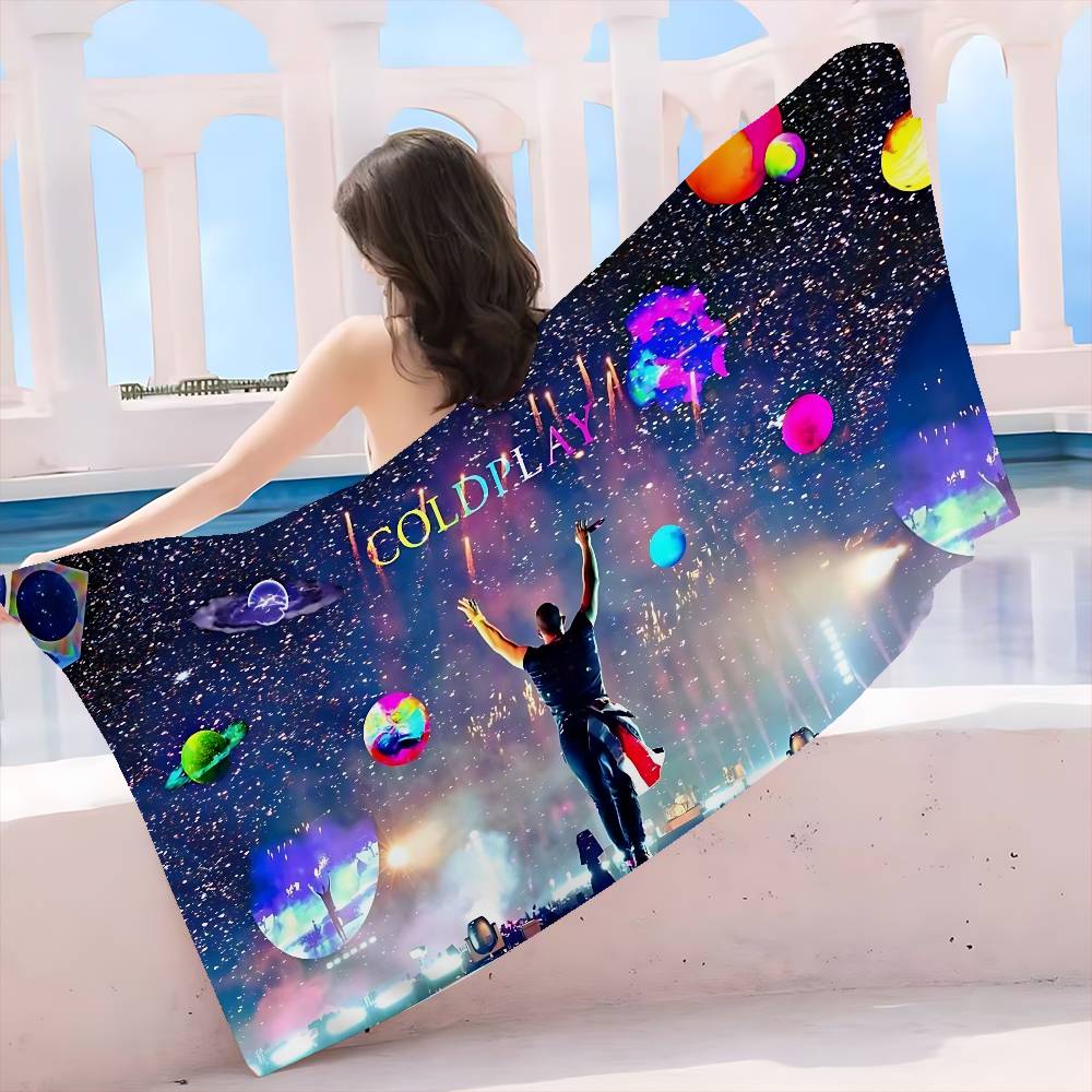 Klassische Pop-Rock-Band C-Coldplay Mikrofaser Bedrucktes Strandtuch Bergsteigen Yoga Strand Schwimmen Laufen Saugfähiges Handtuch