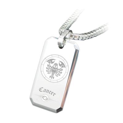 Necklace SPTSC12 Constellation Tungsten Carbide Mirror Rounded Leather Marking [LN-] Men's Pendant, Top, Finish, Corners, (Cancer)