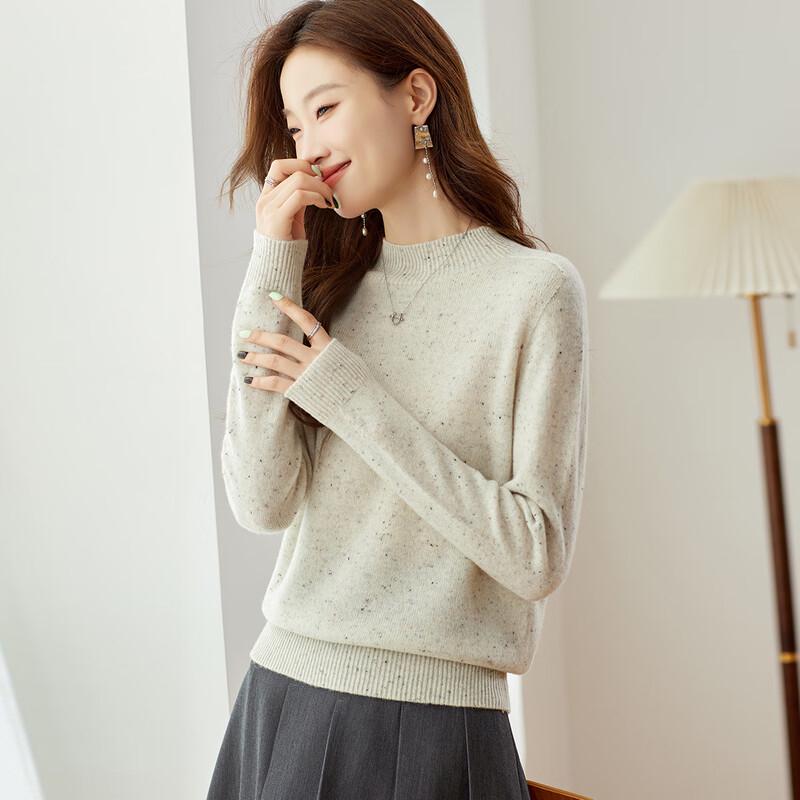 Srcr Women's Half-High Collar Marled Wool Sweater