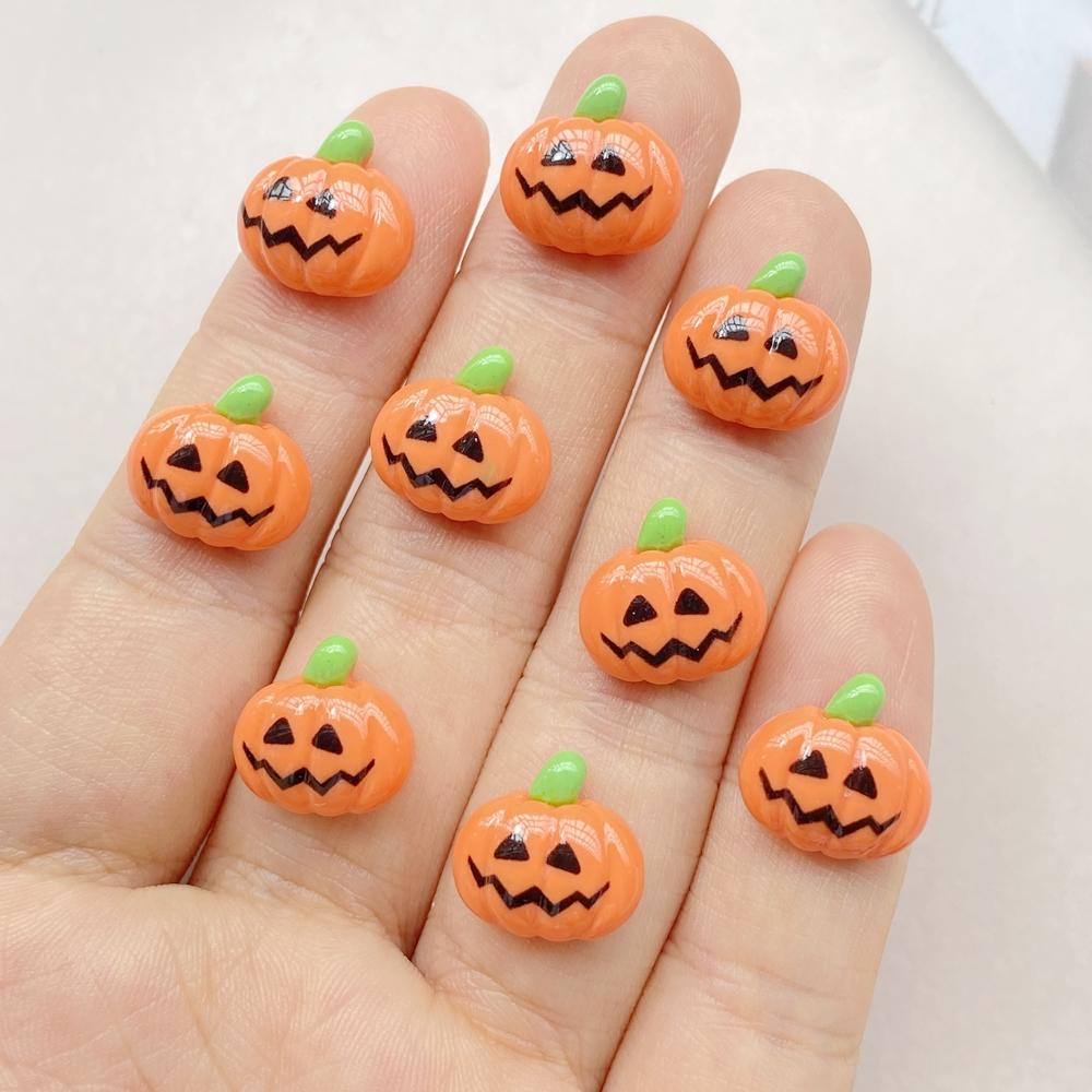 20Pcs Cute Cartoon Halloween cat, pumpkin, bat Nail Art Resin Designer Charms DIY Craft For Nail 3D Decorations Jewelry