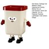 Cartoon Trash Can 12L/15L Household Waste Bin Open Top Cute Garbage Can with Legs Hands for Kitchen Bathroom Office Bedroom