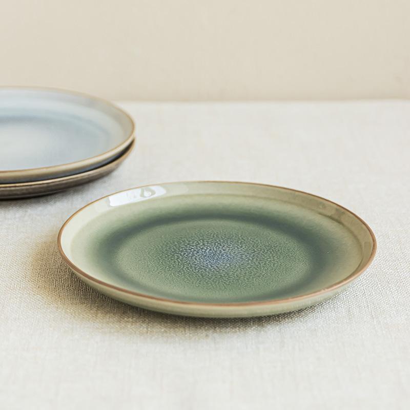 Kiln Change Ceramic Plate High Value Gradual Change Plate Household Round Vegetable Plate Tableware Plate Restaurant Western Food Plate