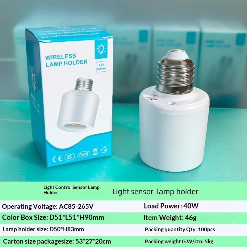 E27 Lamp Head 85-265V Automatic Light Controlled Sensor Switch White Shell For Aisle Bedroom Living Room