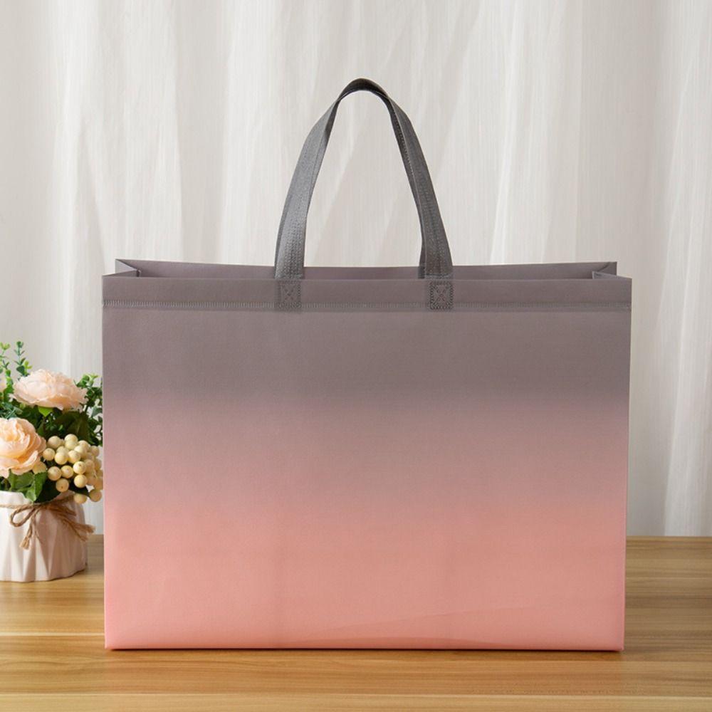 Gradient Color Non Woven Bag with Handle Reusable Large Capacity Tote Bag Environmental Shopping Bag Gift Pouch