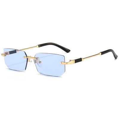 Randlose Sonnenbrille, rechteckig, modisch, beliebt, für Damen, kleine quadratische Sonnenbrille für Damen und Herren, für Sommerreisen
