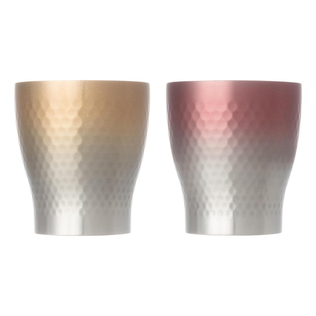 Maebata Luxe Pair of Rock Gradient Gold 62432 Cups, & Pink, 290ml,