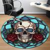 1pc Skull Gothic Rose Design Chair Carpet for Office, Round Non-Slip Durable Large Size Office Carpet, Suitable for Office, Beautiful Decoration