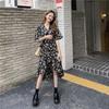 Floral Dress Medium and Long Women's Clothing New Summer Irregular Short-sleeved Skirt Waist and Thin Design