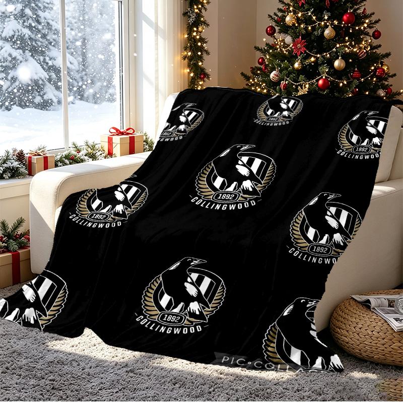 Collingwood Magpies Pattern Blanket for Home Decoration, Bed, Sofa, Car Travel, Camping, Suitable for All Seasons, Birthday Christmas Gift