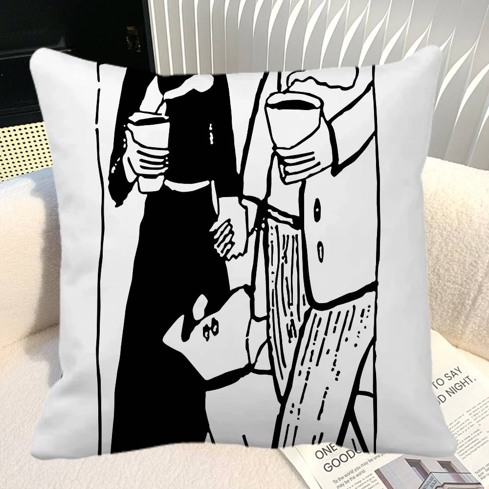 Modern Korean Black And White Love Theme Pillow Case Square Pillow Bedroom Sofa Leisure Comfort Cushion Car Home Decoration