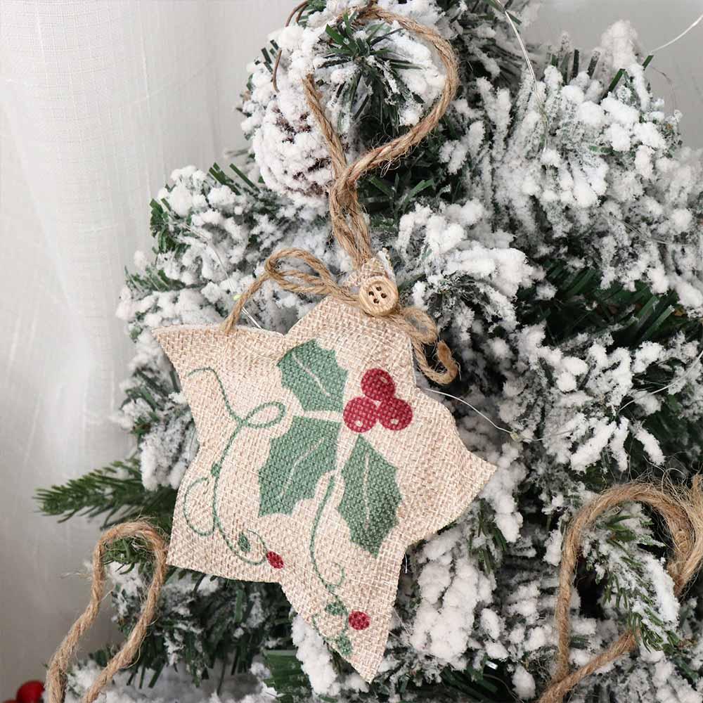 Pentagram Christmas Tree Decorations Decorative Christmas Ornament Christmas Burlap Pendant  Window