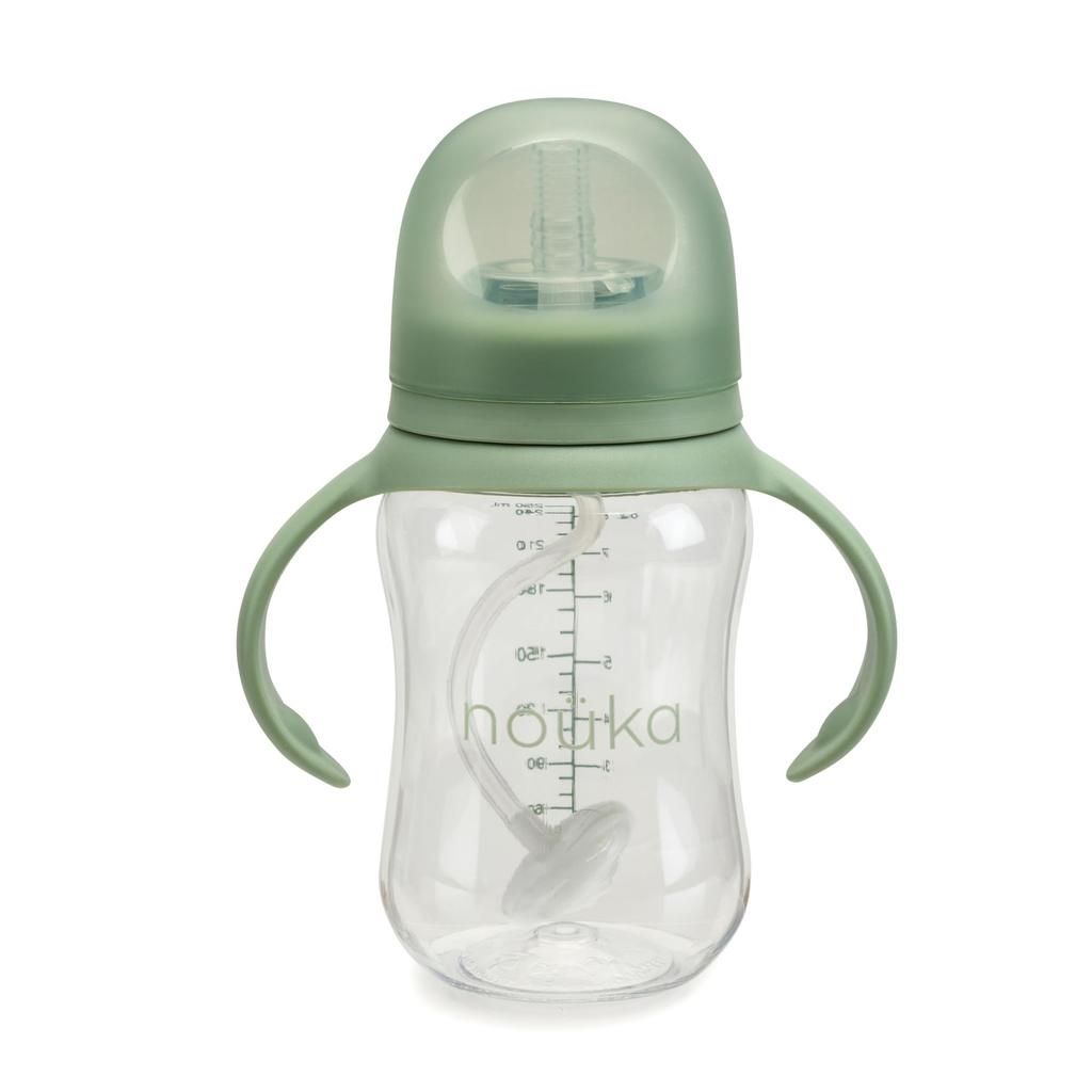 Noüka Spout/Straw Cup 240ml Long-lasting 2-way Cup with Removable Handle Baby Mug for Smooth Transition from Bottle 6 Months+ NK-CSS005-4 Moss