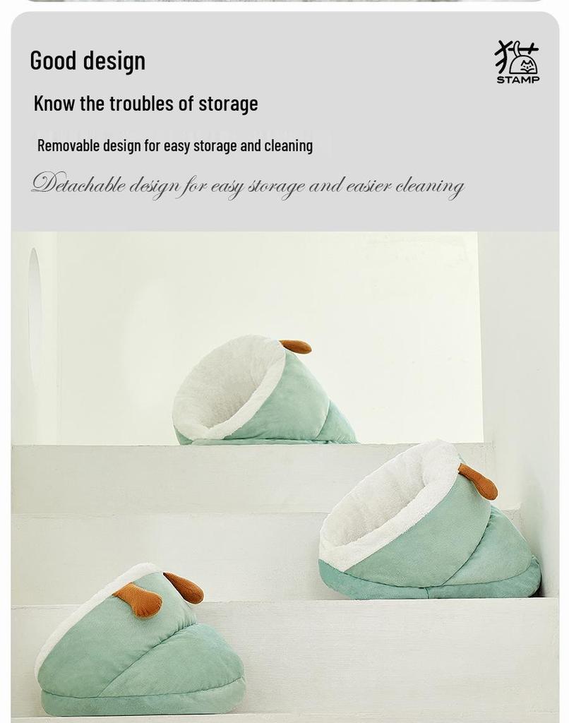 Plush Winter Warm Pet Nest: Cozy Cat & Dog Slippers, Large Space Dog House, Thickened for Comfort.