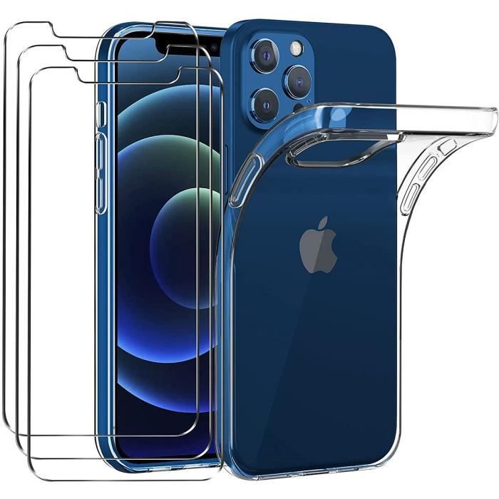 Coque pour iPhone 13 Pro Max - Silicone Transparente - Protection Ultra Solide - 2 Verres Trempés