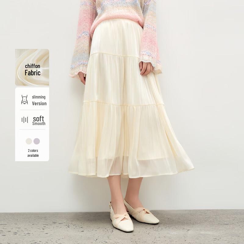 Qiusbiyiren Women s Pleated A-Line Midi Skirt L