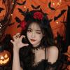 Spider Web Halloween Headband Black Artificial Flowers Party Role-playing Accessory  Dress Up