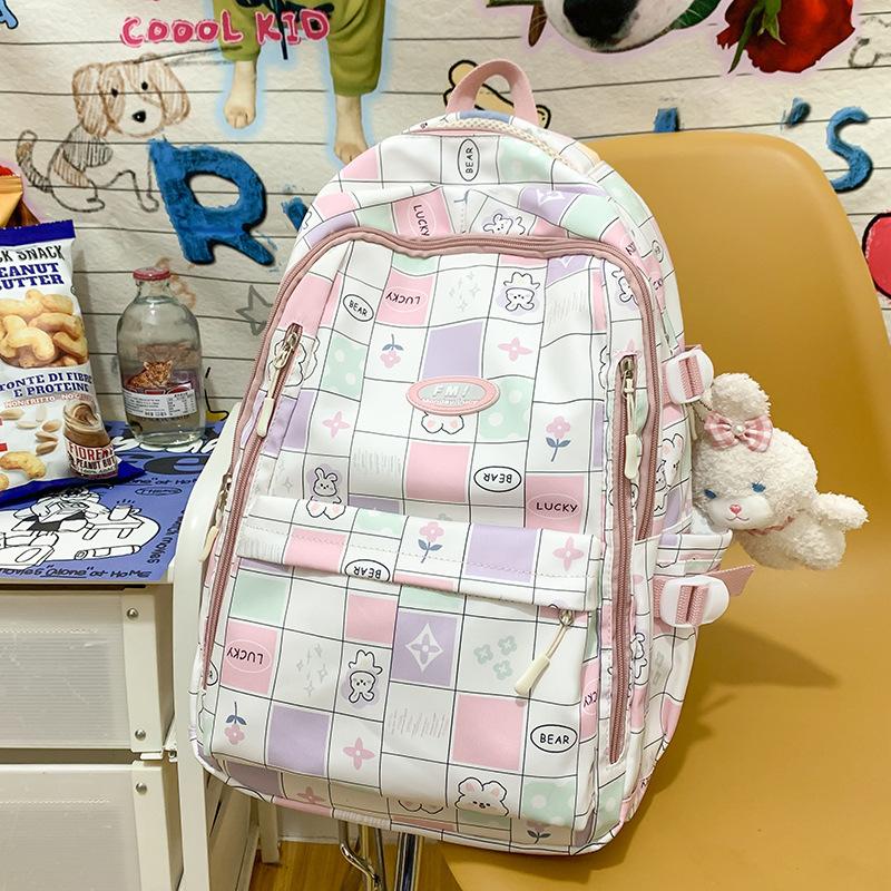 Schoolbag Primary School Students Children Plaid Junior High School Students High School Students