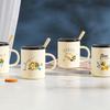 Cartoon Animal Little Bee with Lid Spoon Ceramic Cup Cute Minimalist Suit Small Gift Mug Souvenir Gift Cup