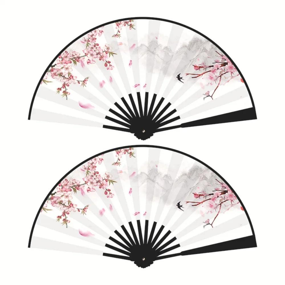 Chinese Fan Student Fan Ancient Style Double Sided Silk Cloth Bundy Plastic Fan