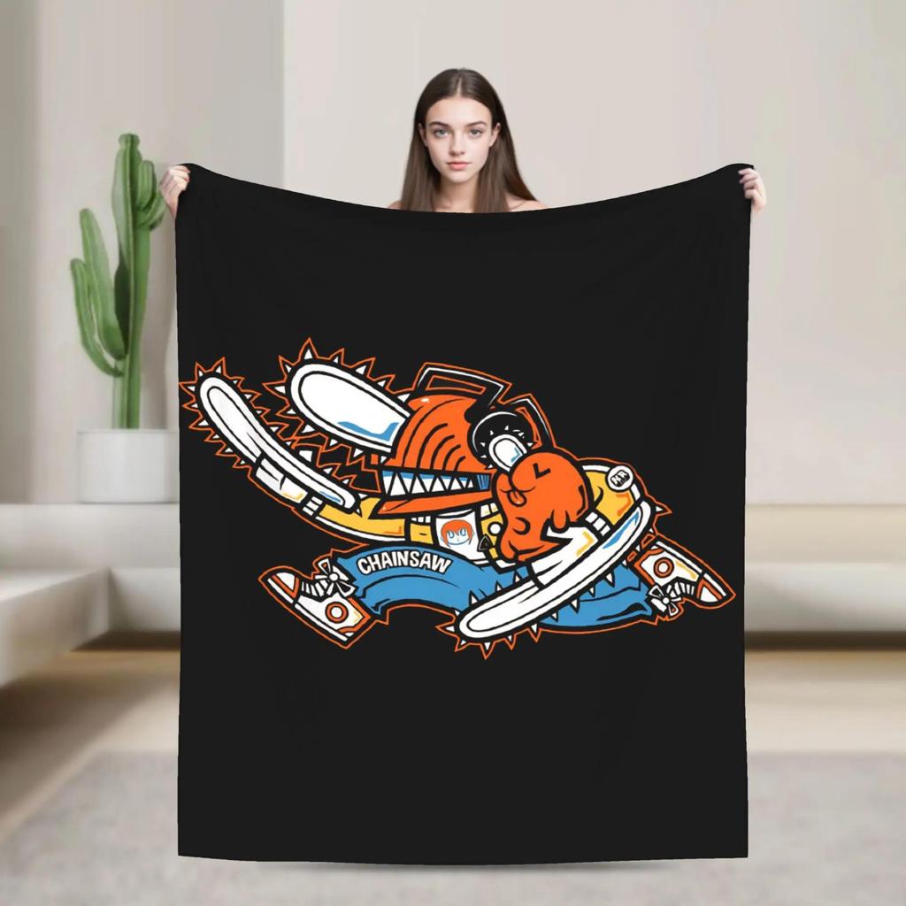 Chainsaw Man Anime Manga Soft Fleece Throw Blanket for Kids and Adults Funny Winter Bedspread for Couch Chair