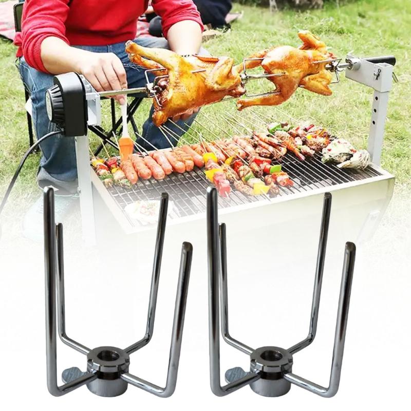 Pack Of 2 Rusts Resistant BBQ Skewers Set For Perfectly Cooked Meats And Vegetables Stainless Steel BBQ Roasting Fork