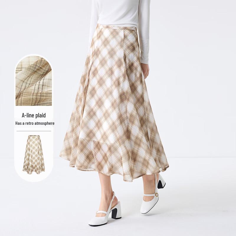 FivePlus Retro Plaid A-line Skirt L