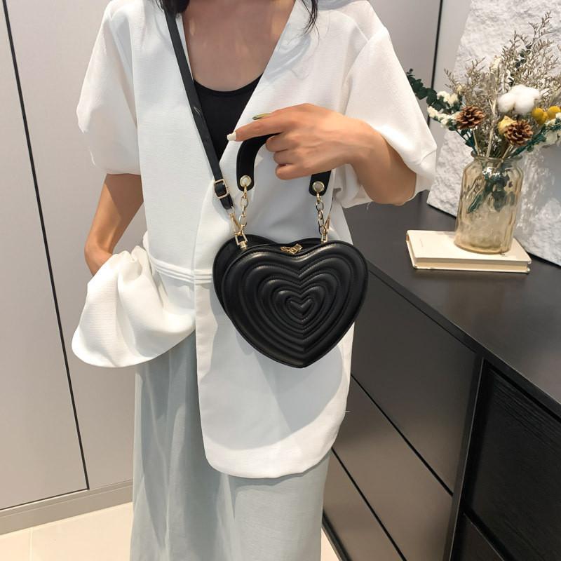 Chic Street Style Heart Patterned Handbag Fashionable 2024 Summer Pu Leather Tote Bag