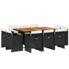 VidaXL 11-piece Garden Dining Set Black Cushions Braided Resin 3277802