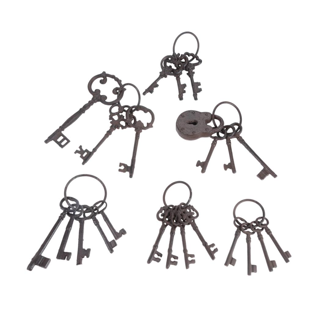 1pc Vintage Cast Iron Key Rings Ornaments Heavy Duty Metal Keys Chain Rustic Skeleton Antique Decor Bar/Home/Restaurant Wall