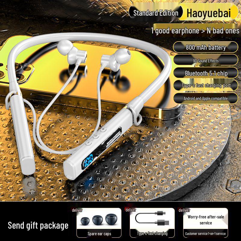 2025 In-Ear Bluetooth Neckband with Long Battery, Noise Cancelling, Waterproof, Heavy Bass for Running & E-Sports