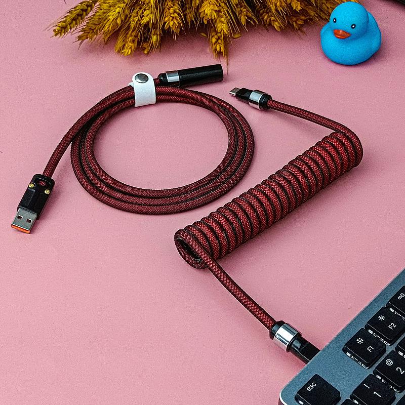 

1.8M Type C Mechanical Keyboard Coiled Cable Usb Keyboard Wire Mechanical Keyboard Aviator Desktop Computer Aviation Connector A1