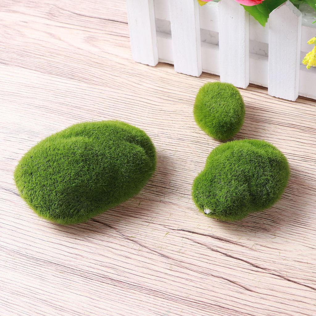 Artificial Moss Rocks Green Realistic Textured Stone Decor for Fairy Gardens Terrariums Miniature Landscaping Indoor Use Only