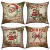New Retro Style Sofa Pillow Cover Santa Claus Cartoon Print Decorative Cushion Festive Atmosphere Arrangement Cushion