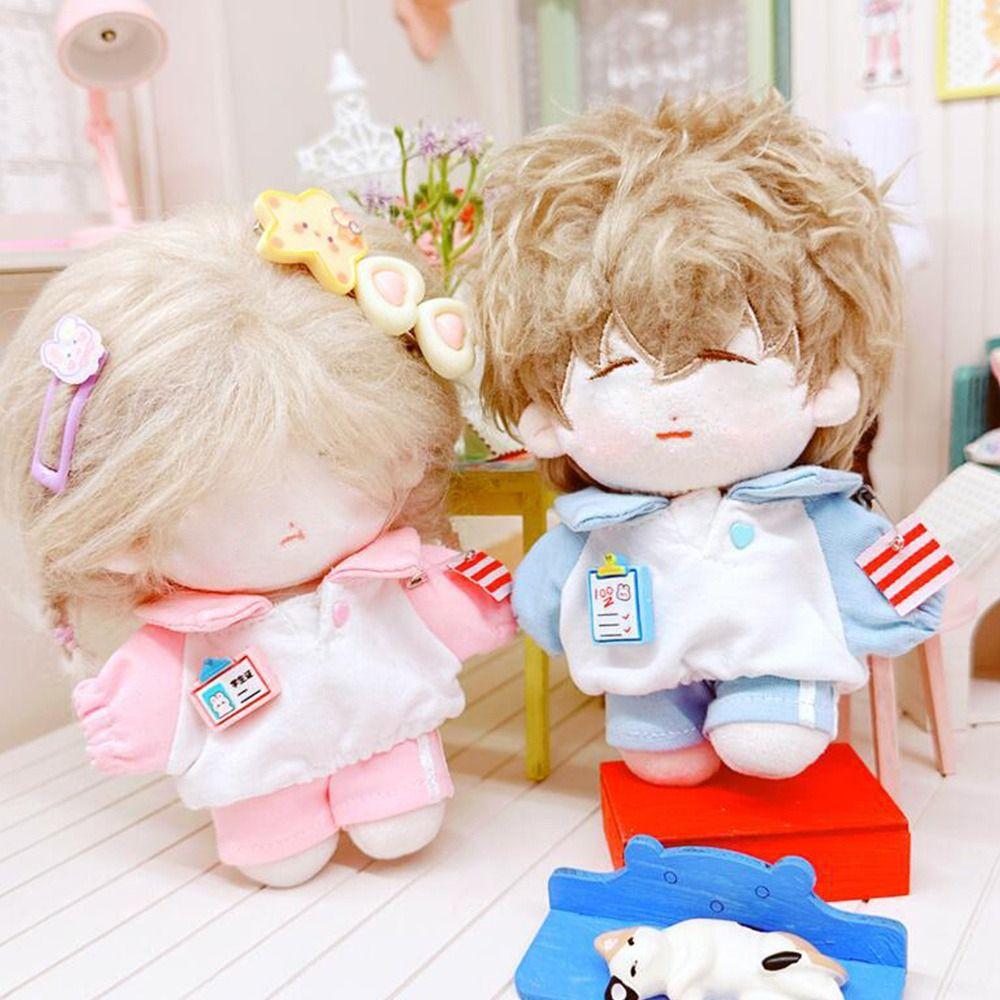 Blue Pink Doll Clothes Changing Dress Game T-shirt Pants Set  Cotton Stuffed Doll