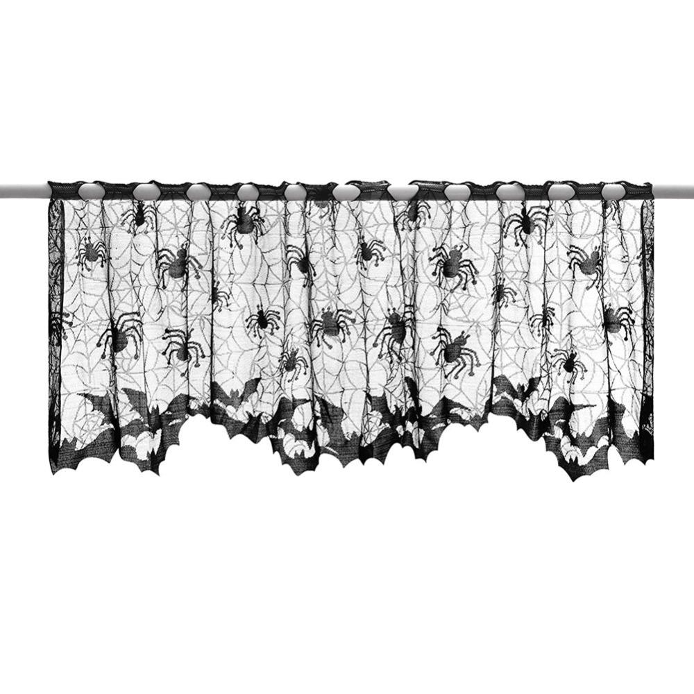Dark Style Halloween Tablecloth Hand Washable Bat Curtain Creative Lace Curtain Door Decor
