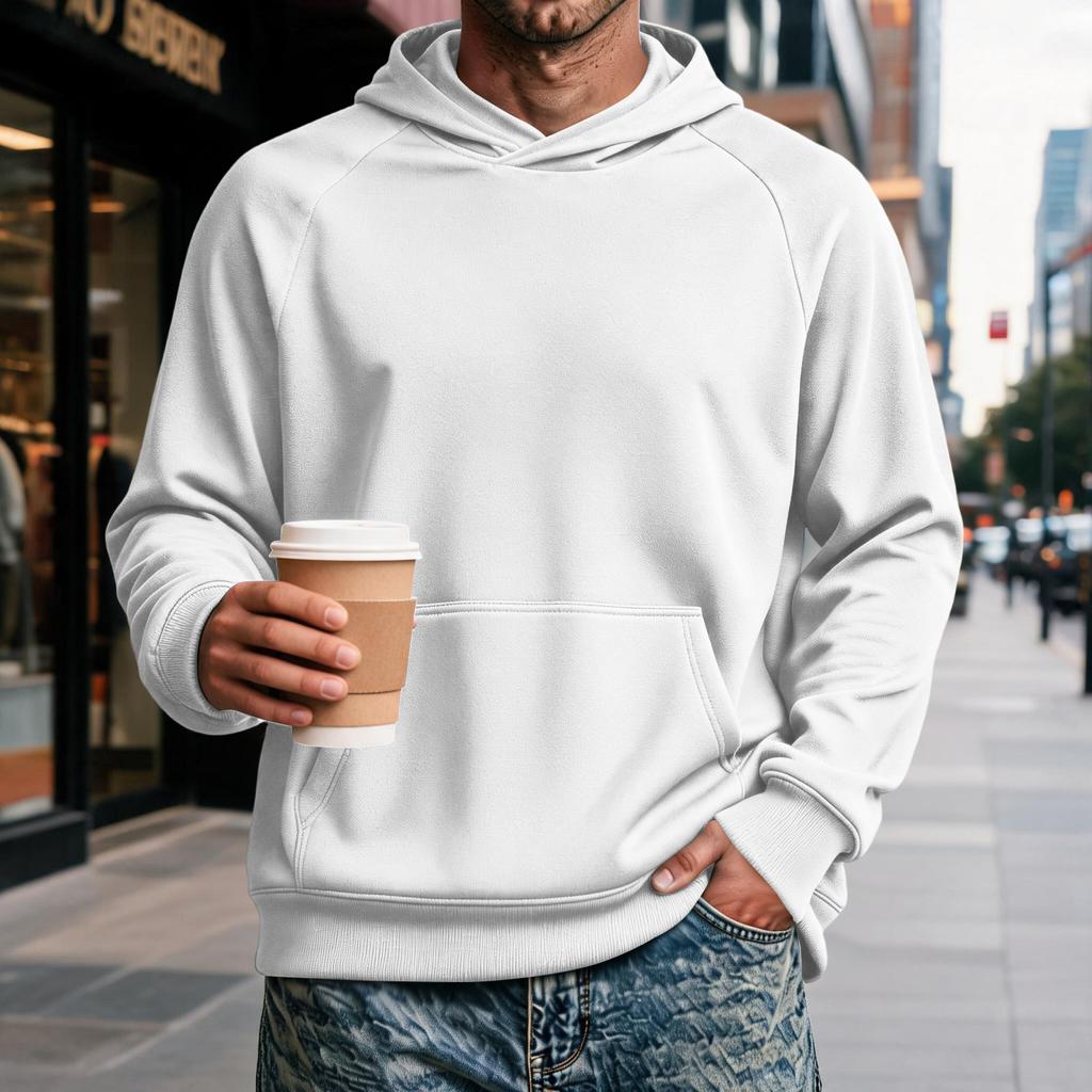 Men's Raglan Hoodie with Pocket - Long Sleeve Casual Pullover