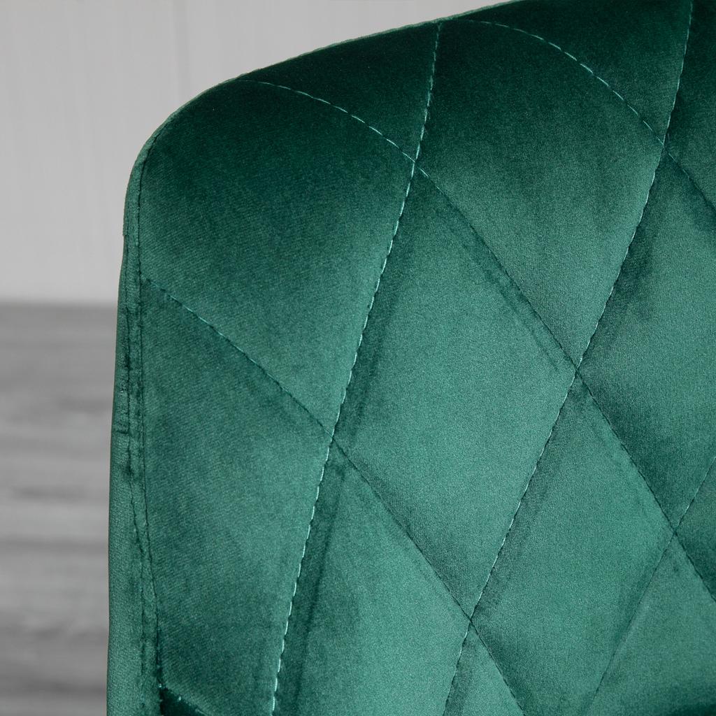Set of 2 High Stools with Backrest and Footrest, Adjustable Kitchen Stools In Velvet, Metal Base, 46x48x83-104 Cm, Green