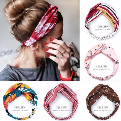 Haarschmuck für Frauen Mädchen Haarbänder Schal Print Stirnbänder Vintage Cross Turban Schal Bandage Stirnband Accessoires